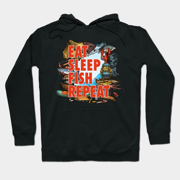 Eeat Sleep Fish Repeat Hoodie by CryptoTextile